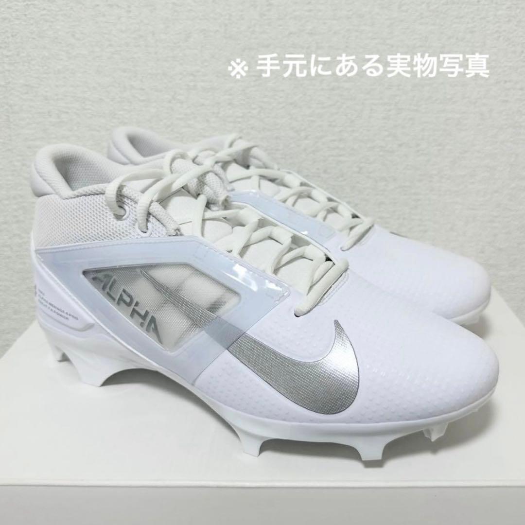 ナイキ 27.5 アルファメナス プロ アメフト スパイク シューズ 靴 白 g